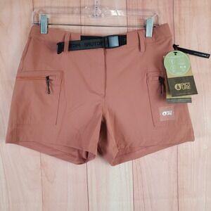 Picture Camba Stretch Womens Shorts Sz Medium Cedar Wood Belted Zip Pockets